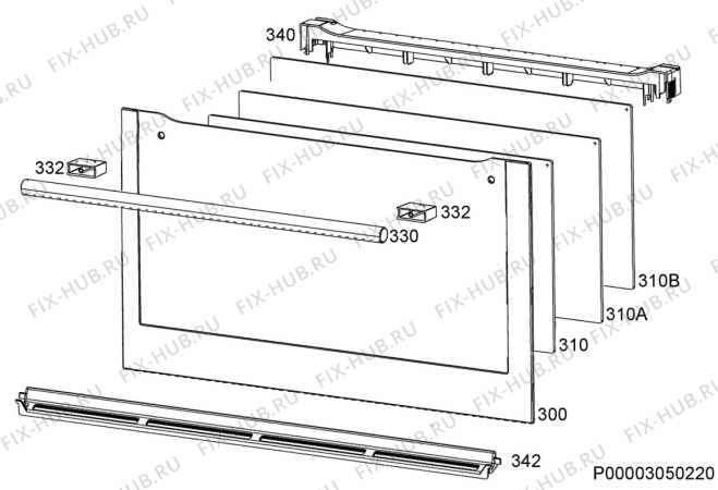 Взрыв-схема плиты (духовки) Husqvarna Electrolux QCK5760X - Схема узла Door